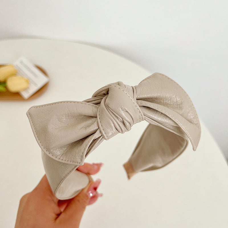 Elegant Solid Color Bow Knot Wide Hair Band