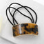 Retro Square Acetate Buckle Hair Tie with Leather Band