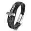 Hip-Hop Geometric Stainless Steel PU Leather Layered Men's Wristband - Nordic Viking Braided Bracelet