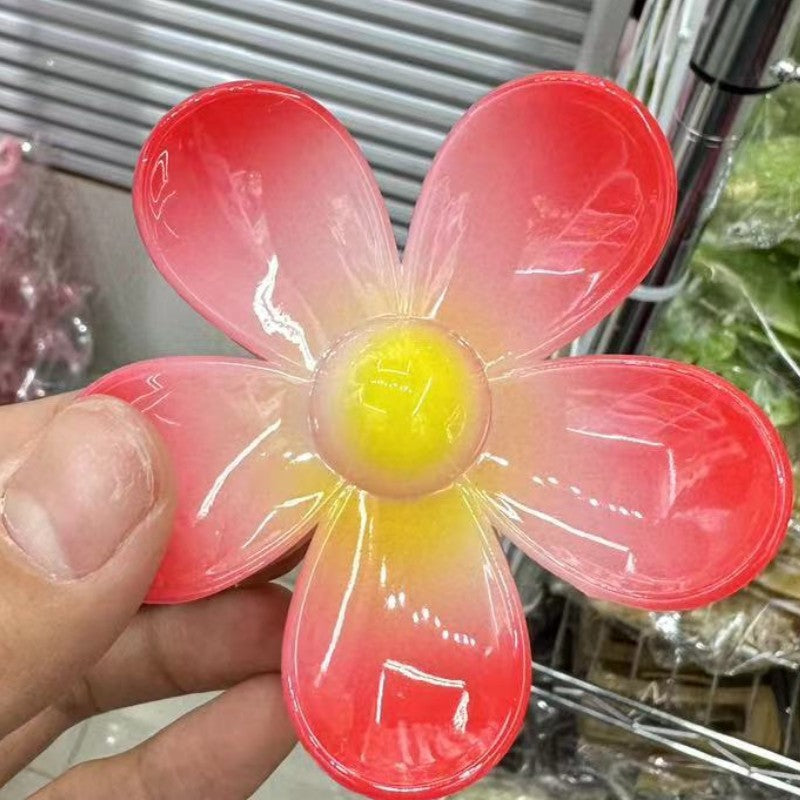 Women's Gradient Flower Hair Claw Clip - Sweet Style Plastic Hair Accessory