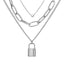 Multi-layer Necklace Peach Heart Lock Pendant Three-layer Sweater Chain