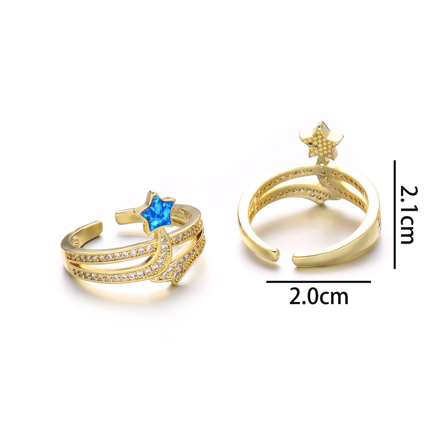 18K Gold Plated Copper Star Zircon Rings - Minimalist Vintage Style Couples Jewelry