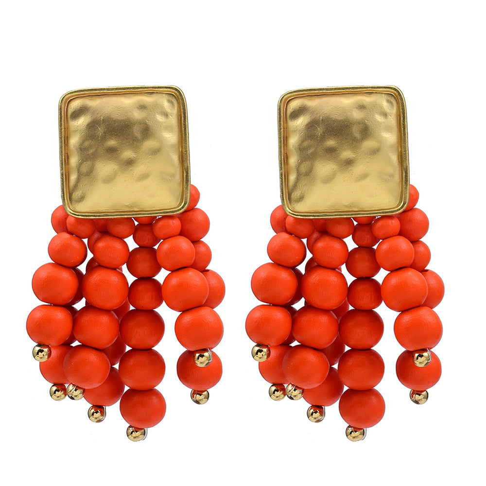 Fashion Alloy Beaded Tassel Earrings for Women