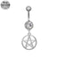 Star Skull Belly Ring 316 Stainless Steel with Resin Glass Inlay, Gold and Silver Plated