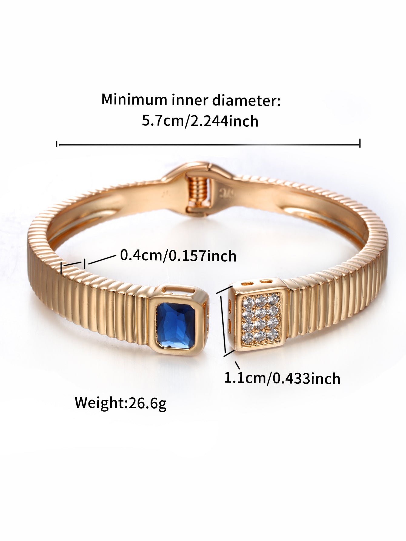 18K Gold Plated Geometric Gemstone Bangle Bracelet