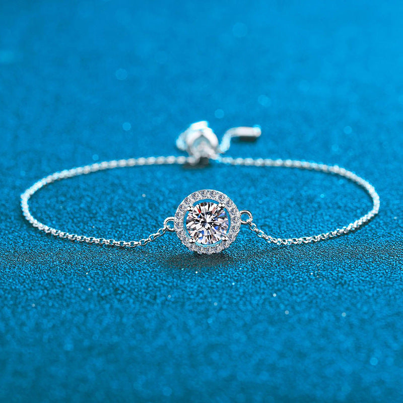 Sterling Silver Moissanite Bracelet with Platinum Plating