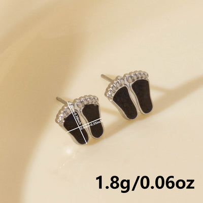 1 Pair Elegant Footprint 304 Stainless Steel Ear Studs