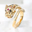 Simple Style Leopard Head Gemstone Inlay Gold Plated Open Ring