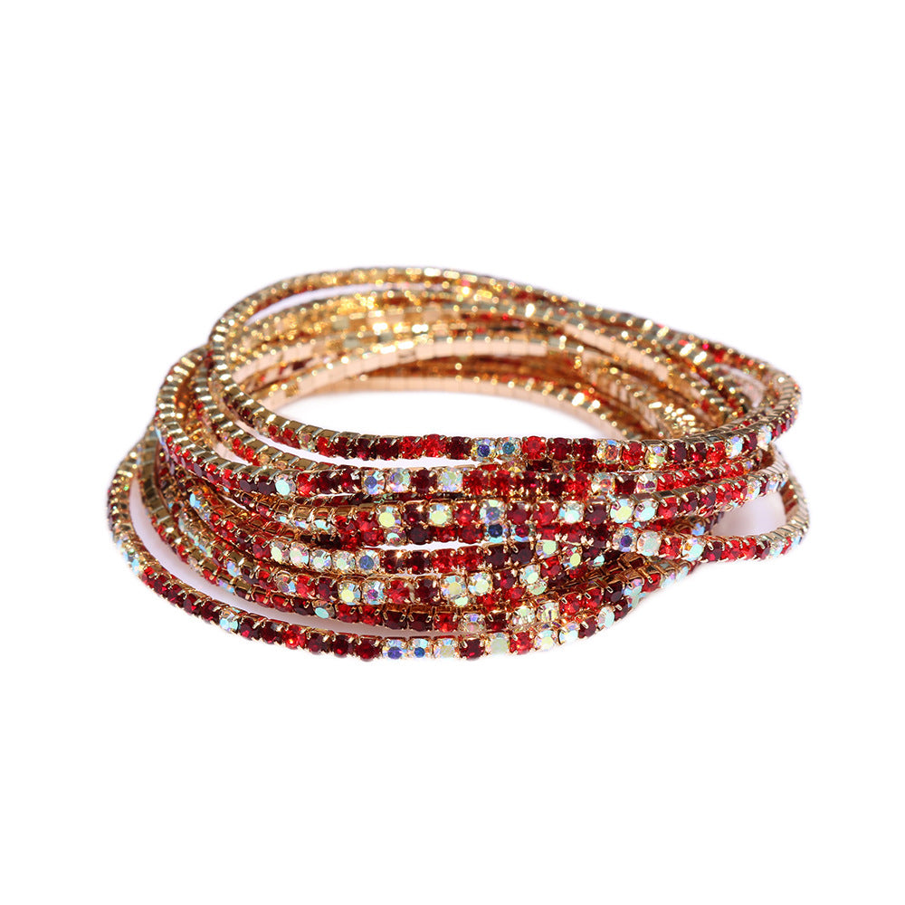 Geometric Zircon Rhinestone Stretch Bracelet Set for Women