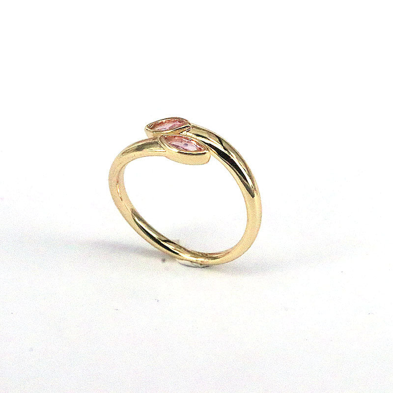 Geometric Gold Plated Zircon Open Ring - Vintage Style Adjustable Copper Ring for Women