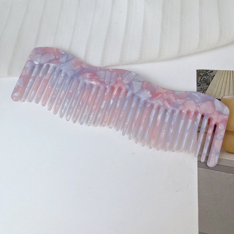 Retro Color Block Acetate Wavy Hair Comb for Women