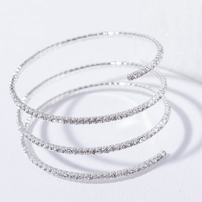 Simple Classic Circle Alloy Bangle with Elastic Triple Row Design