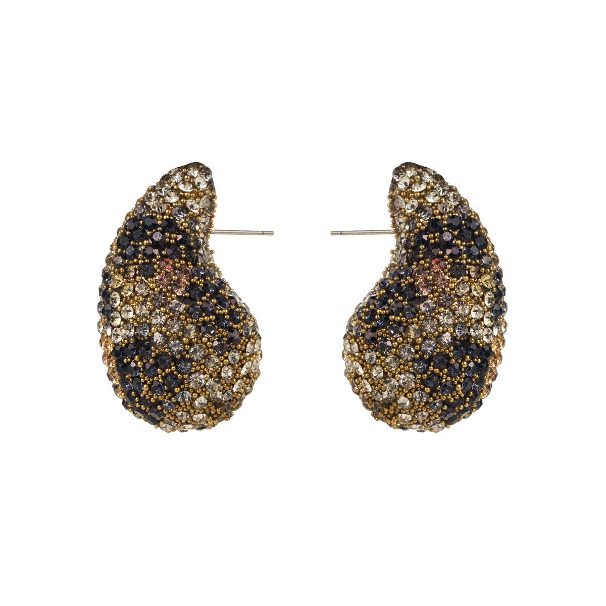 Pair of Geometric Rhinestone Teardrop Stud Earrings