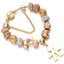 IG Style Cute Flower Whale & Gold Dolphin Beaded Bracelet - Kid's & Women's Gold Plated Snake Chain