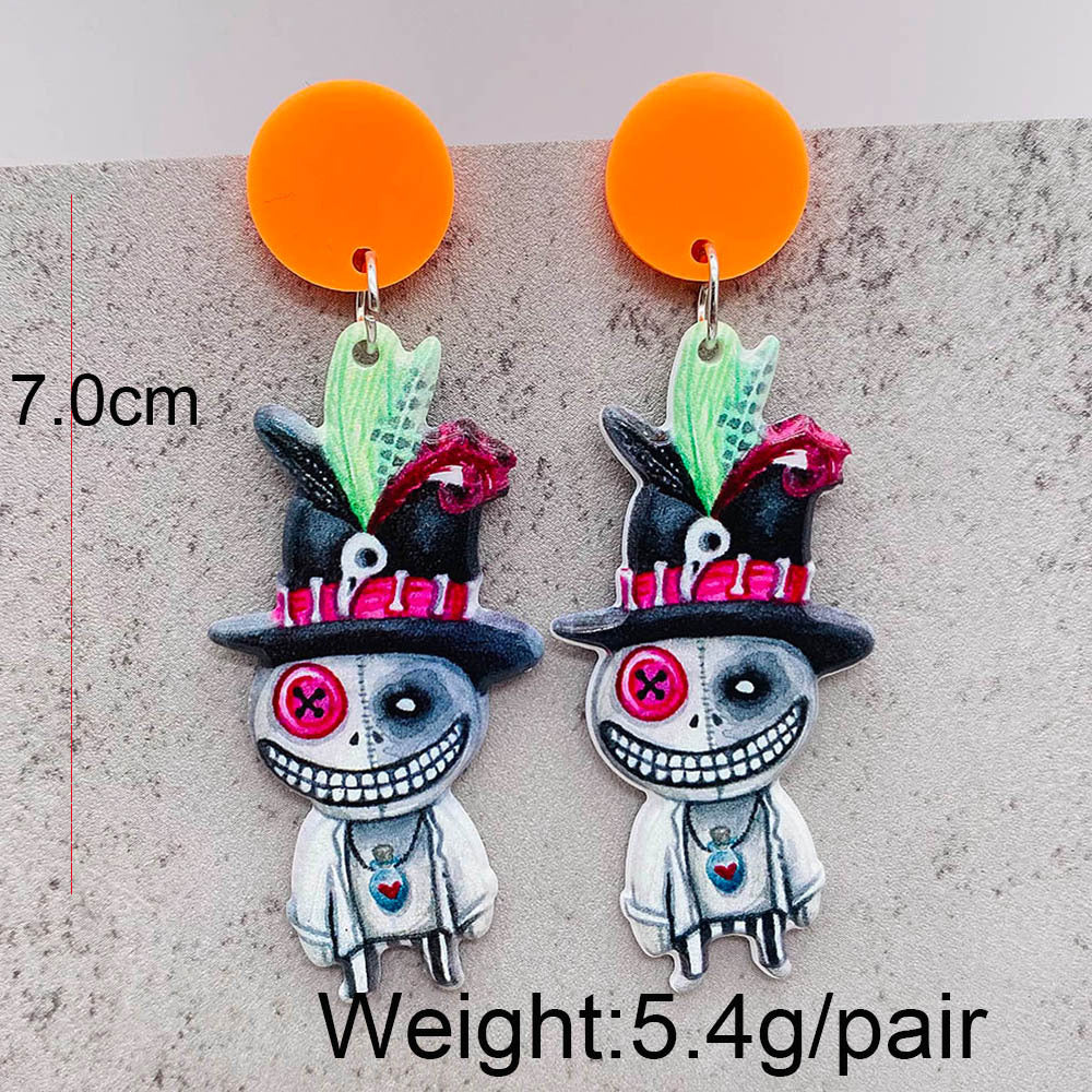 Wholesale Jewelry Cartoon Style Square Skull Arylic Drop Earrings