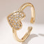 Fashion Geometric Heart Zircon Open Ring