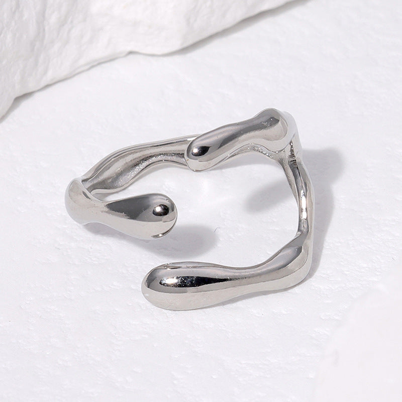 Simple Irregular Titanium Steel Open Ring for Women