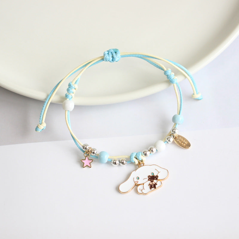 Fashion Animal Alloy Beaded Enamel Rabbit Bracelet for Women and Couples