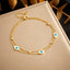 Korean Style Floral Butterfly 18K Gold Plated Stainless Steel Layered Anklet with Roman Charm