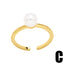 Elegant Geometric Heart Shape Gold Plated Pearl Zircon Open Ring