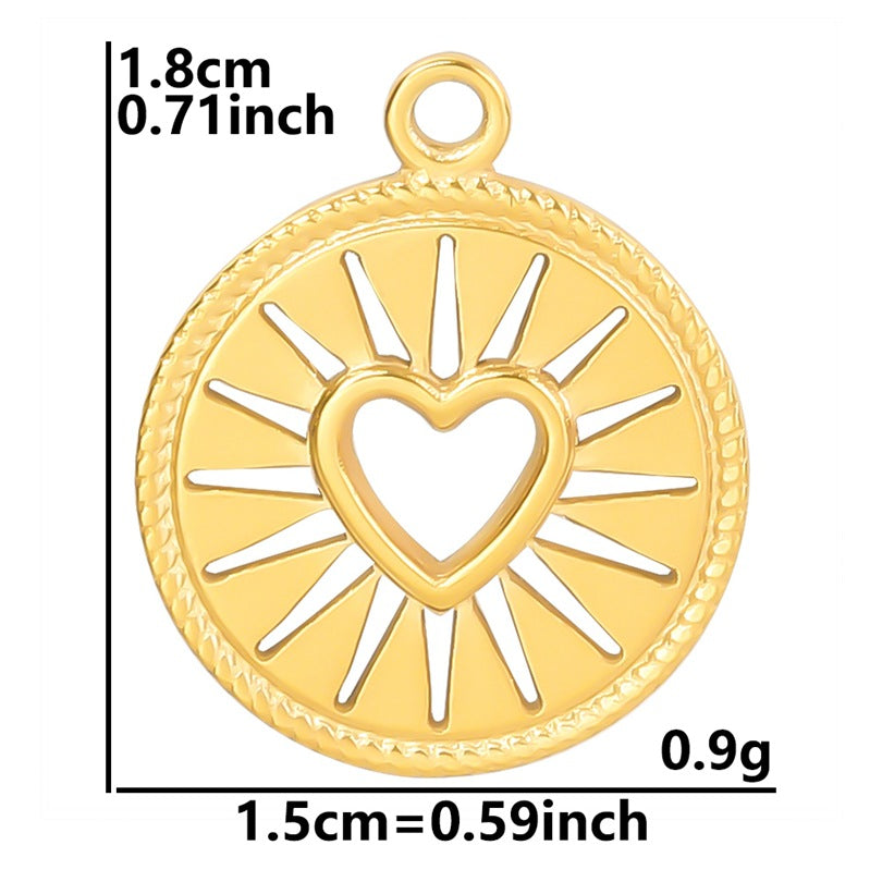 Simple Classic Round 304 Stainless Steel Plated Heart Pendant Necklace