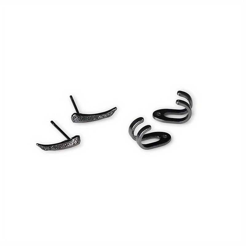 Modern Punk Horn Design Silver Plated Copper Ear Studs