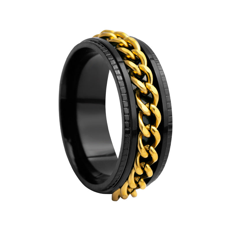 Fashion Chain Rotating Stainless Steel Ring