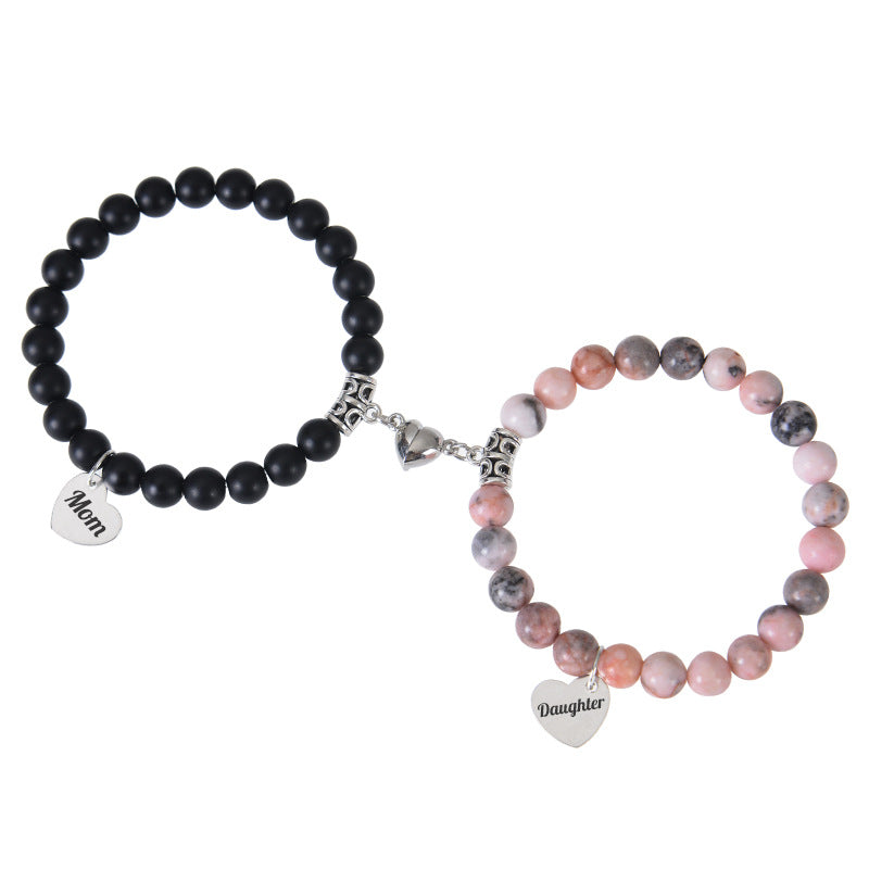 Classic Round Crystal Natural Stone Matching Bracelets Set