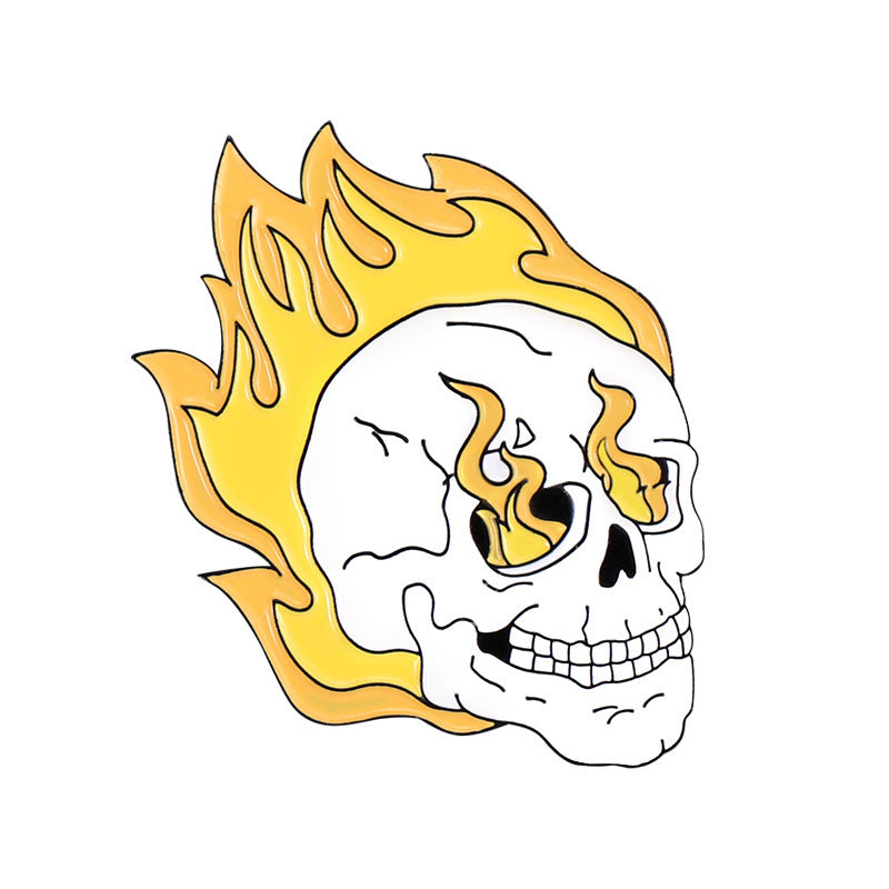 Halloween Flame Skull Alloy Brooch Pin Accessory