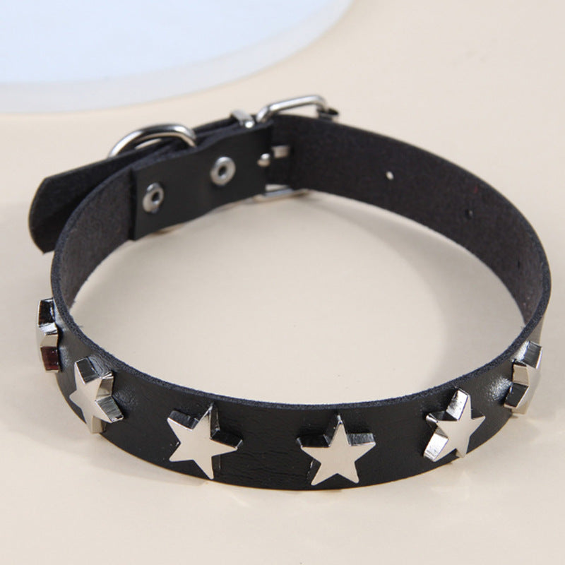 Punk Style Pentagram PU Leather Women's Choker Necklace