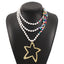 Exaggerated Bohemian Layered Star Beaded Necklace with Imitation Pearl and Turquoise