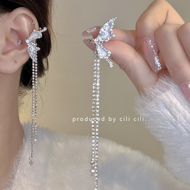 1 Piece Simple Style Butterfly Inlay Alloy Zircon Drop Earrings