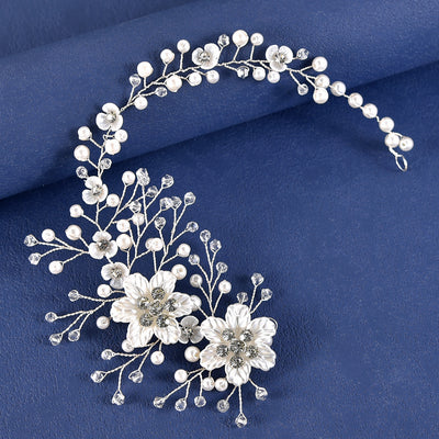 Women's Bridal Flower Pearl Resin Hair Band Accessory