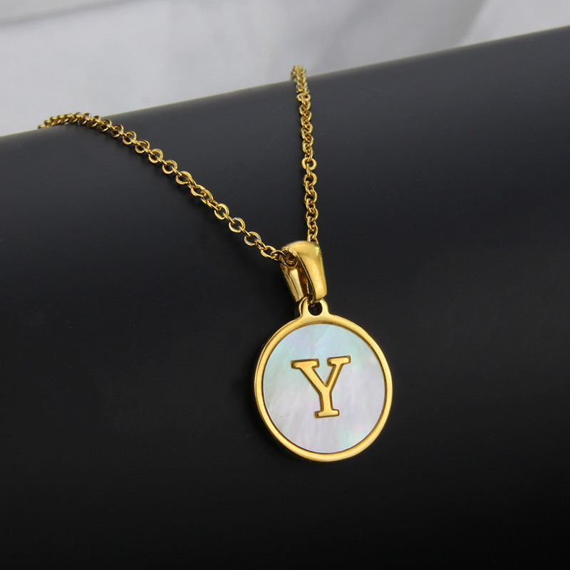 Simple Style Round Letter Titanium Steel Necklace Plating Stainless Steel Necklaces