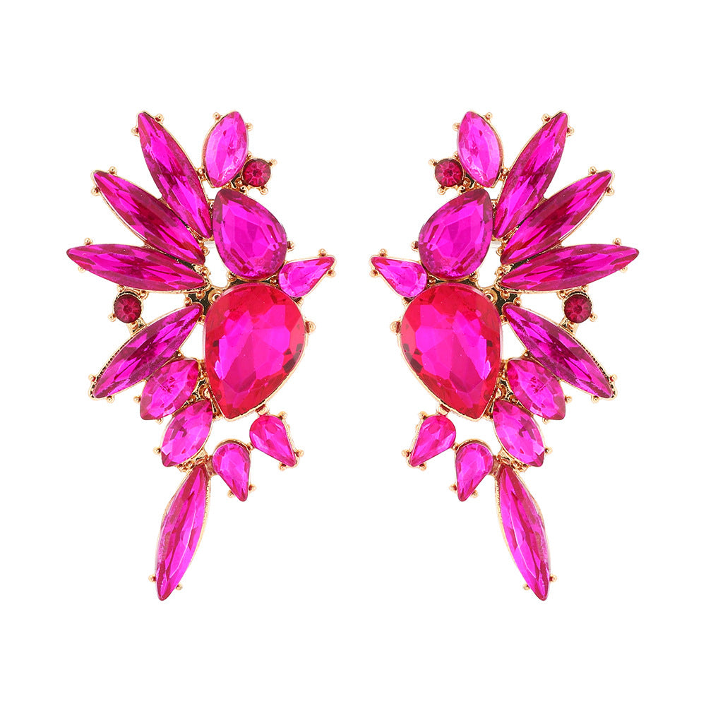 Retro Luxurious Rhinestone Wing Stud Earrings