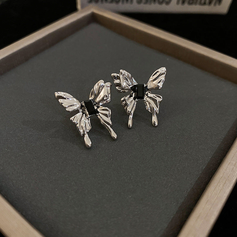 Elegant Zircon Butterfly Copper Stud Earrings