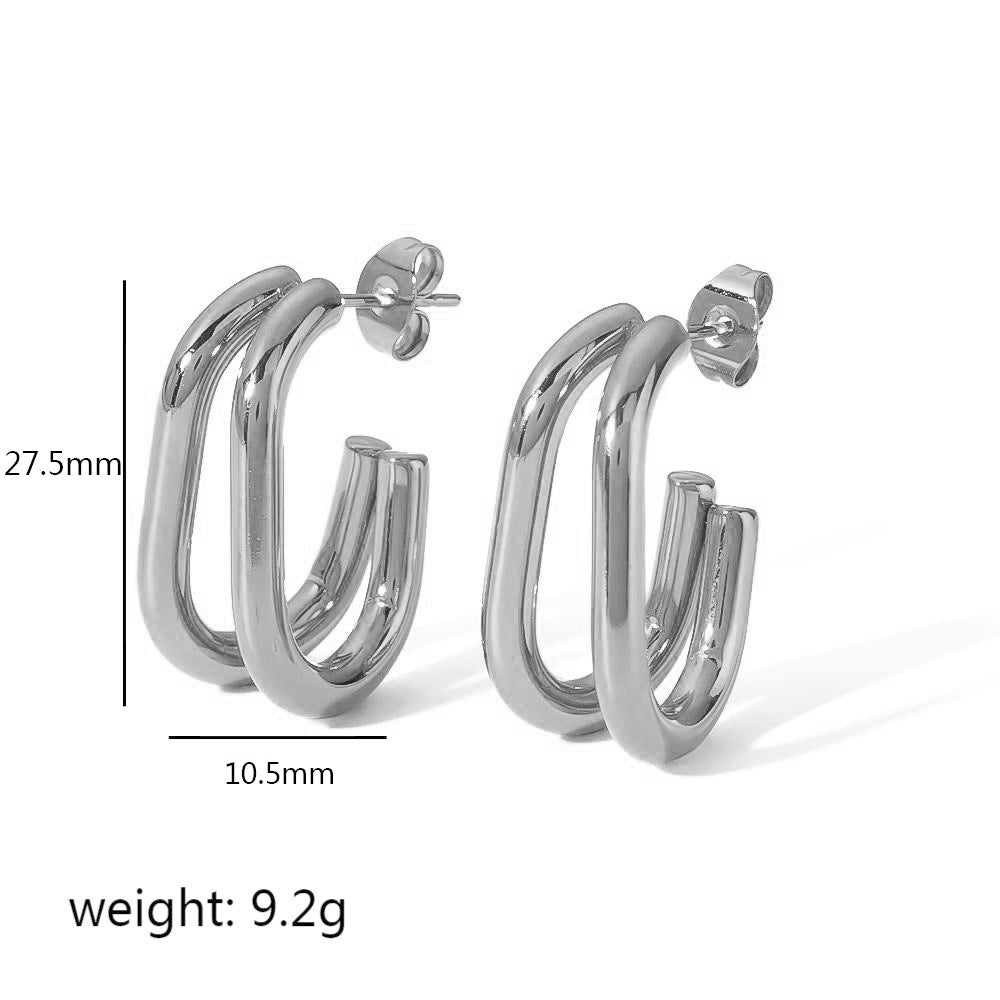 1 Pair Geometric U Shape 18K Gold Plated Stainless Steel Earrings