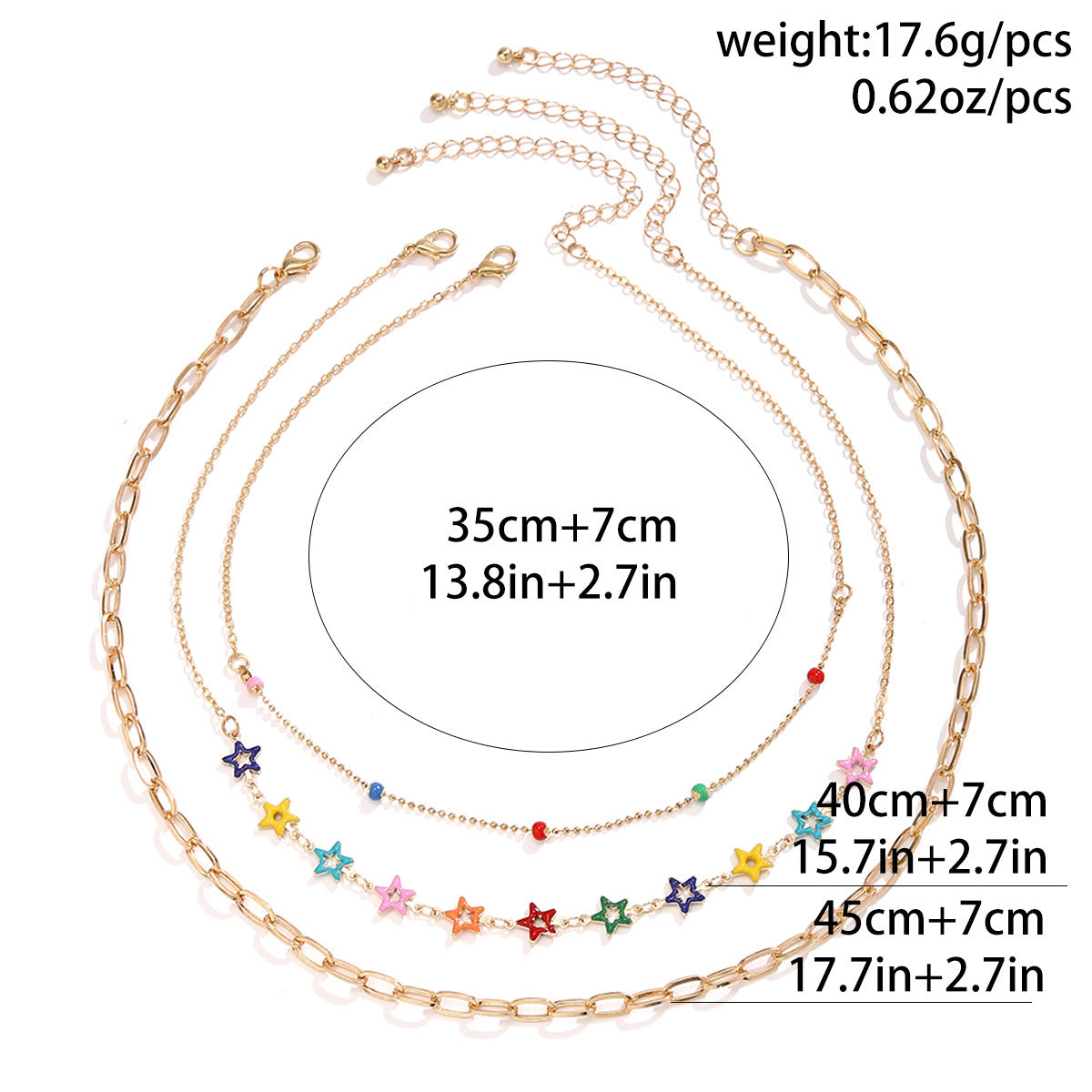 Hawaiian Vacation Round Water Droplets Flower Alloy Crystal Copper Wholesale Three Layer Necklace