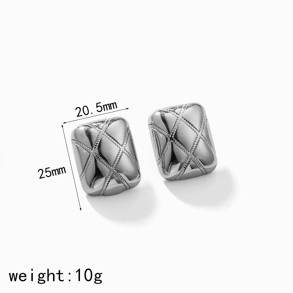 1 Pair IG Style French Style Geometric Polishing Plating 304 Stainless Steel 18K Gold Plated Ear Studs