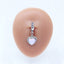 Casual Heart-Shaped Opal and Rhinestone Belly Ring Set in Stainless Steel and White Gold Plating