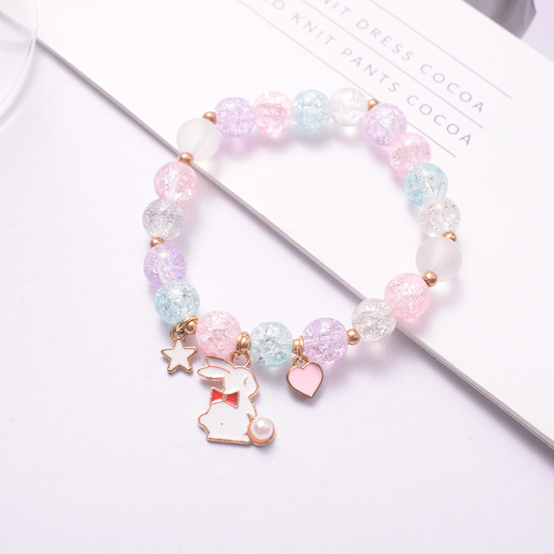 Cute Animal & Daisy Beaded Glass Bracelet for Women