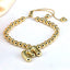 Copper Gold Plated Adjustable Initial Letter Beaded Bracelet for Women