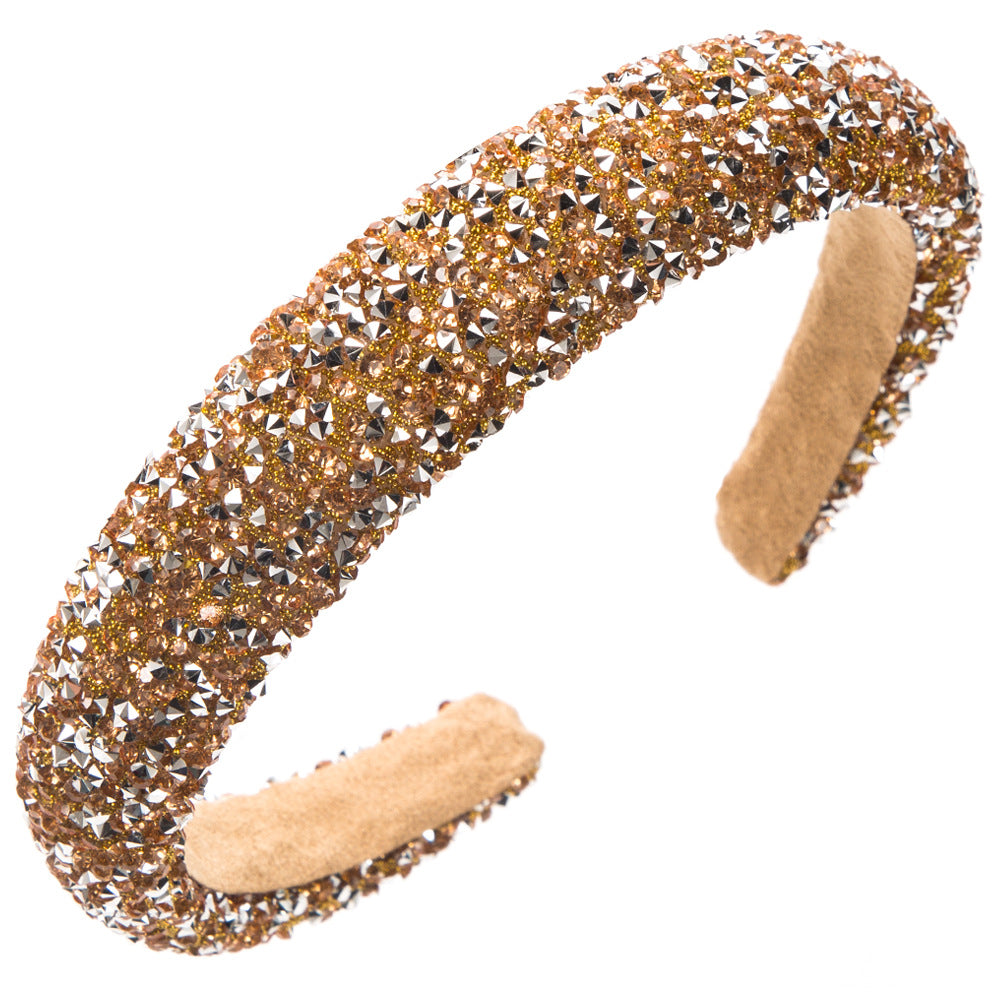 Women's Rhinestone Embellished Color Block Acrylic Hair Band