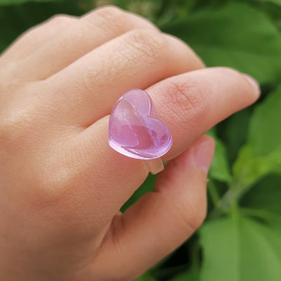 Sweet Heart Candy Color Transparent Resin Rings