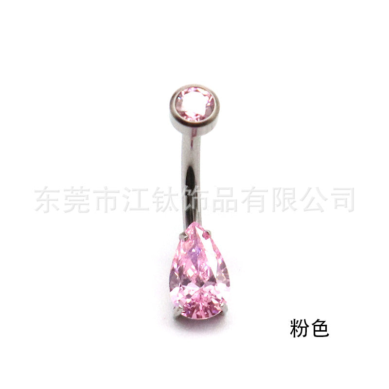 1 Piece Belly Rings Beach Tropical Solid Color Pure Titanium Inlay Zircon Belly Rings