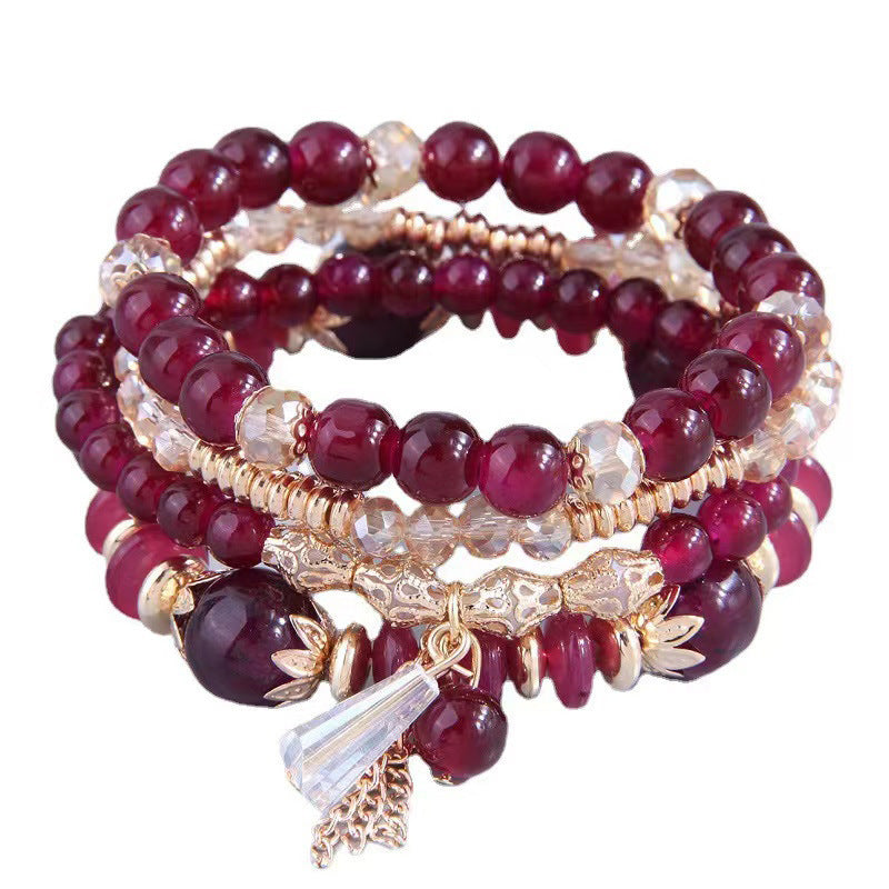 Bohemian Multi-Layer Beaded Tassel Bracelet for Women