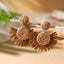 Bohemian Geometric Rattan Fan-Shaped Drop Earrings