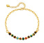 Retro Geometric Colorful Stone Beaded 18k Gold Plated Copper Bracelet