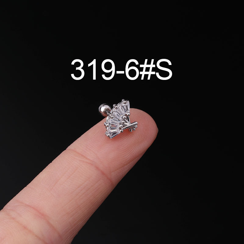 Fashion Zircon Copper and Stainless Steel Ear Studs