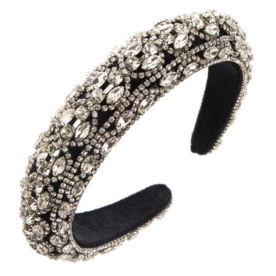 Women's Vintage Rhinestone Embellished Hairband - Elegant Retro Style